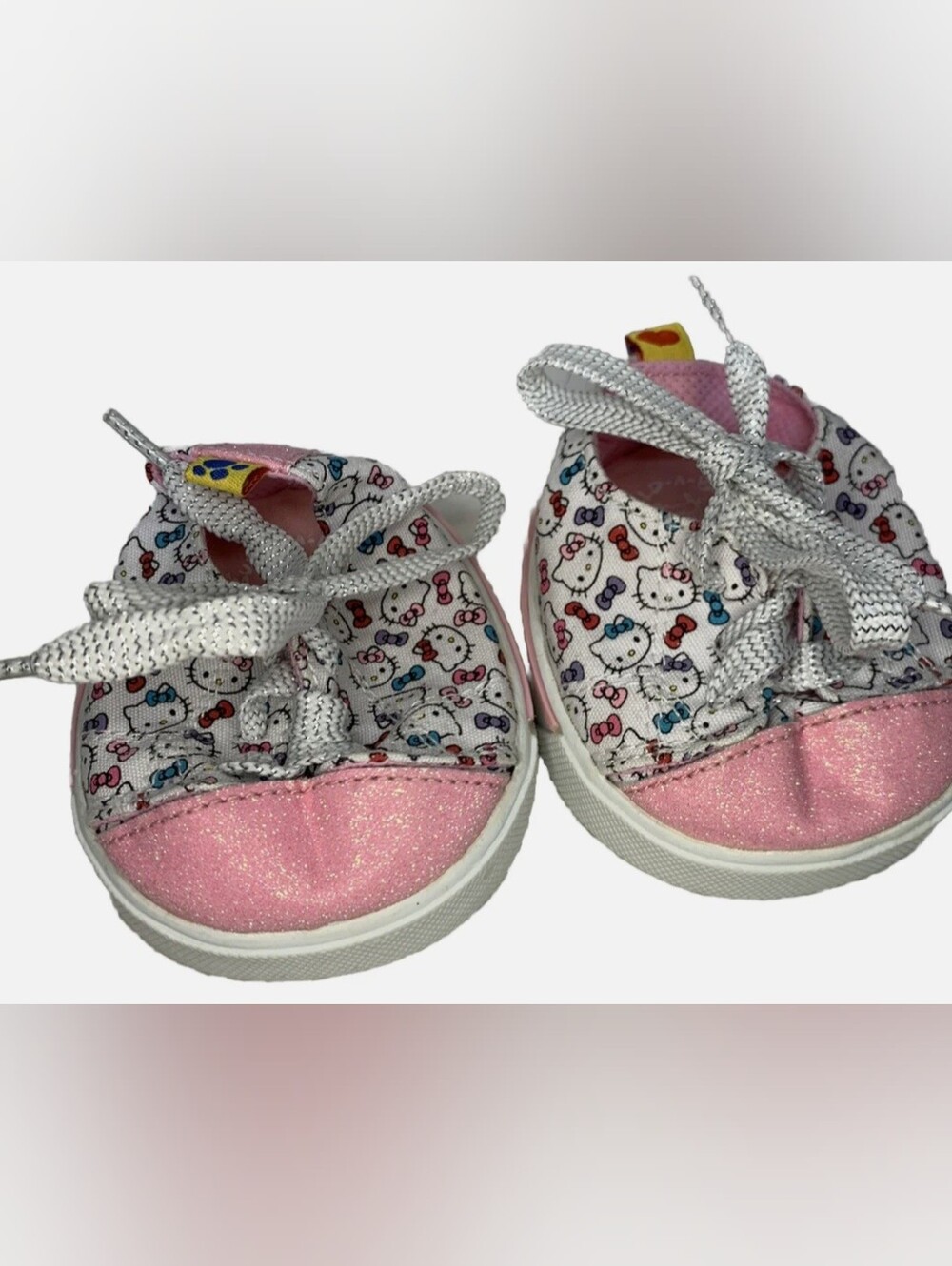 2011 Build-A-Bear Hello Kitty White Canvas Sneakers with Pink Glitter Toes
